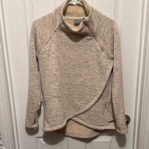 Athleta Heathered Beige Quarter Zip Sweater